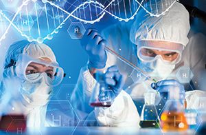 Scientist in lab working