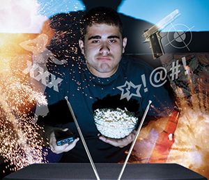 Man sitting in front of TV